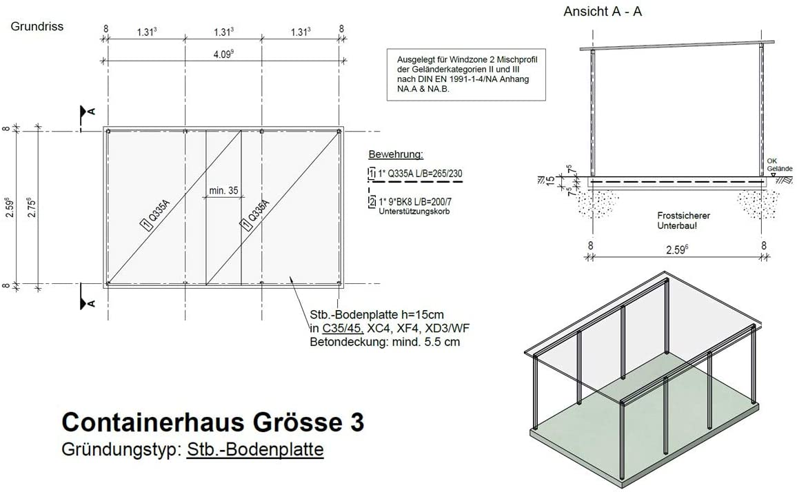 Mülltonnenhaus Größe 3 mit Lärchen / Douglasien Holz verkleidet