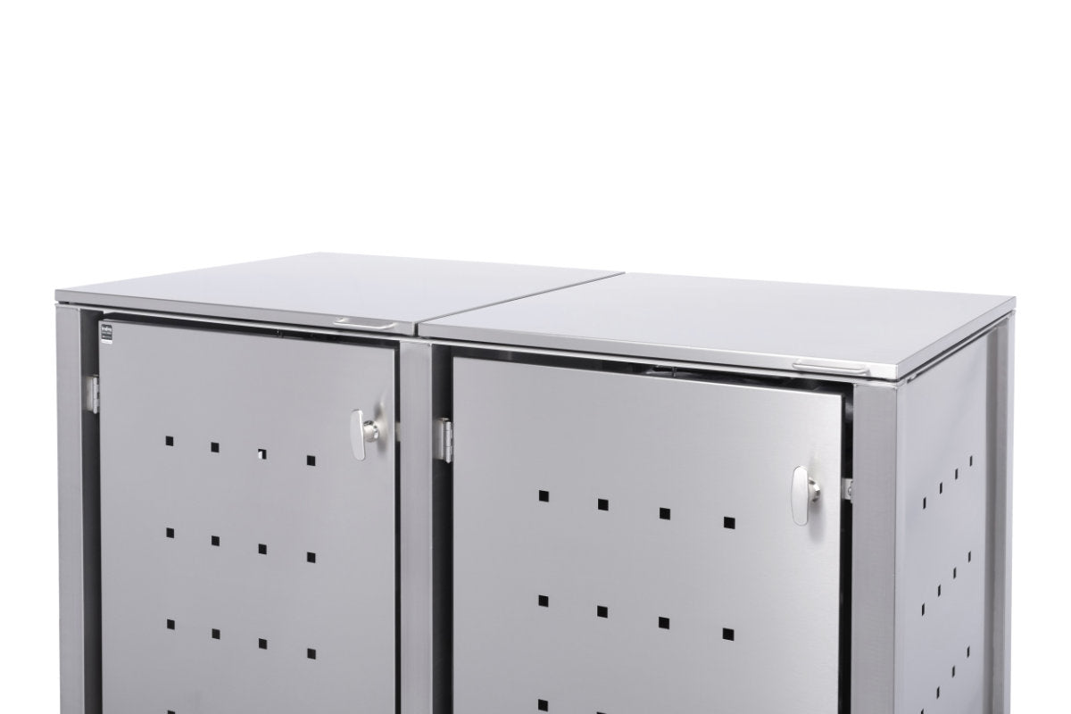 2er Mülltonnenbox Edelstahl Anthrazit für 120 und 240 Liter Tonnen - MultiMax