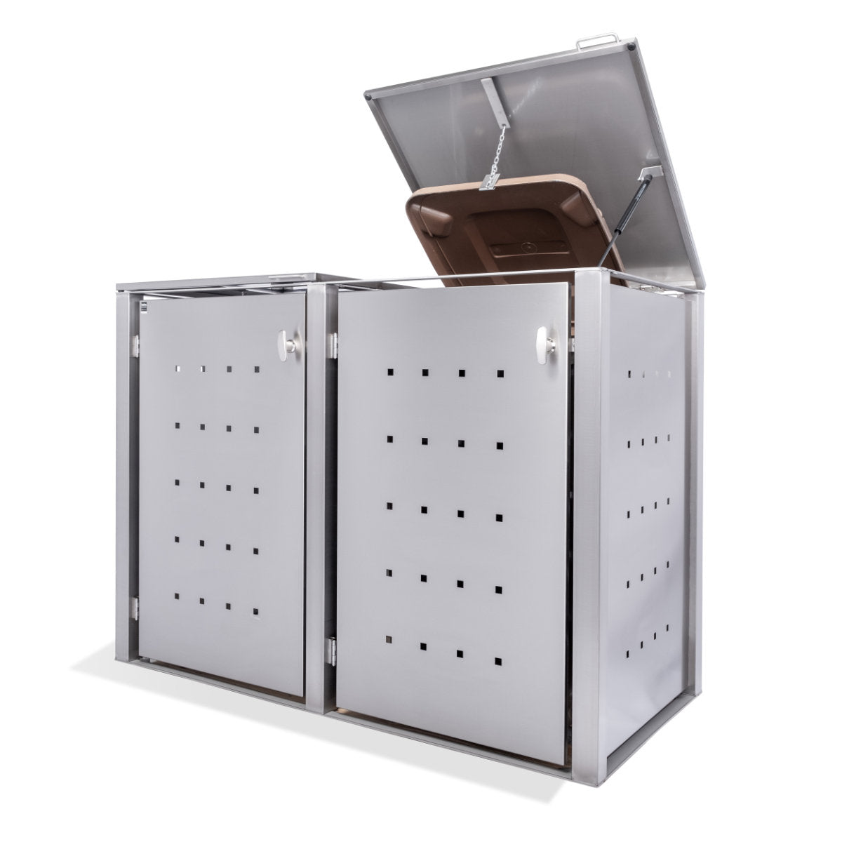 2er Mülltonnenbox Edelstahl für 120 und 240 Liter Tonnen - MultiMax