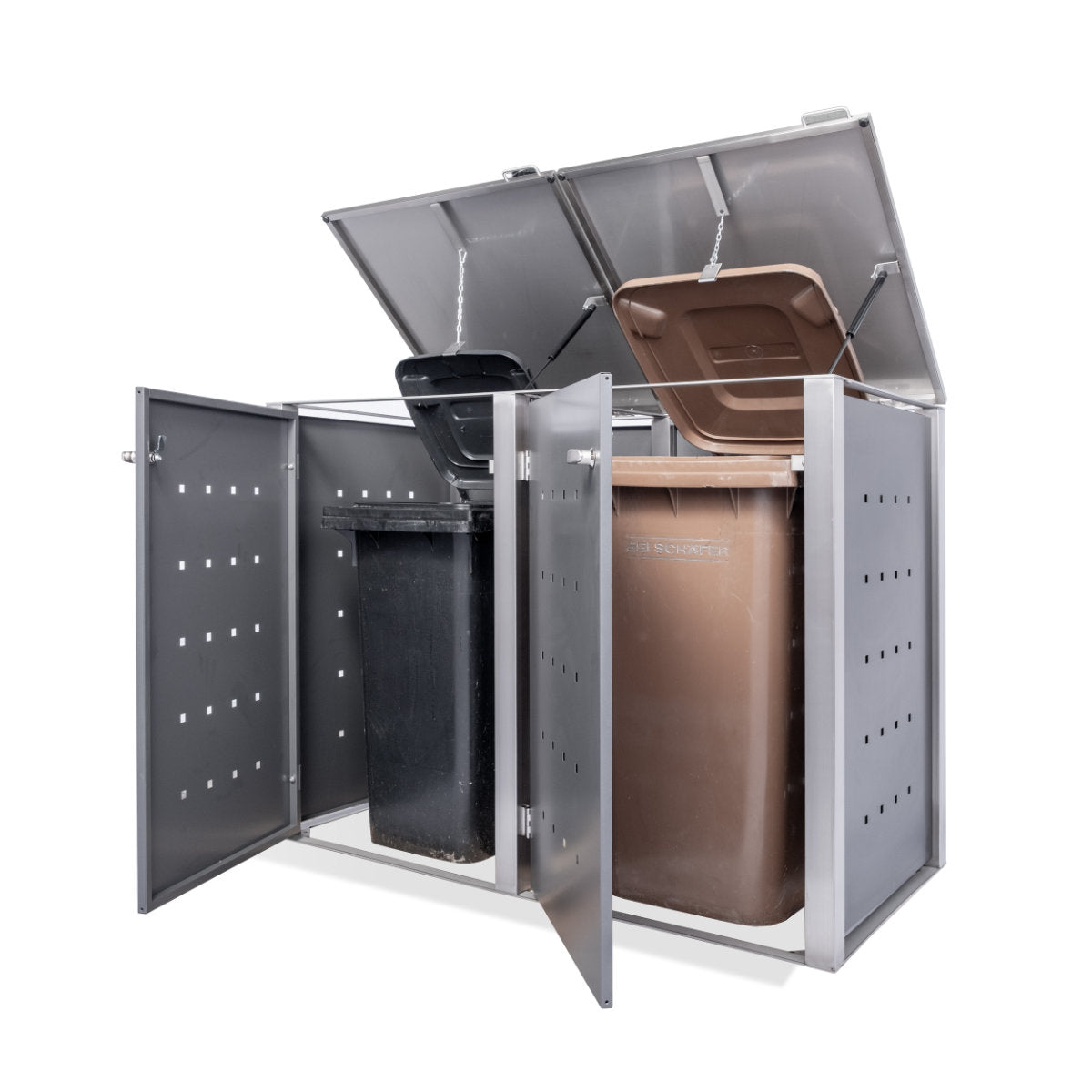 2er Mülltonnenbox Edelstahl für 120 und 240 Liter Tonnen - MultiMax