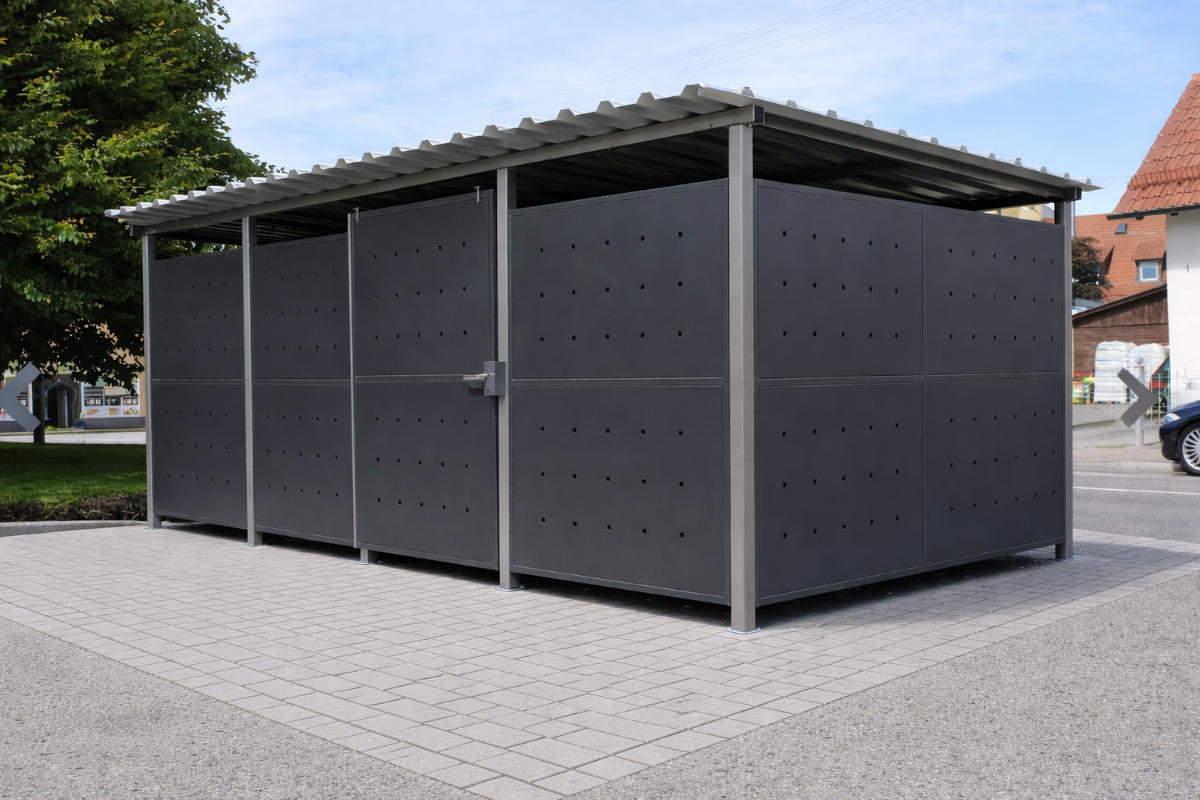 Mülltonnenhaus Größe 4 mit Edelstahl verkleidet