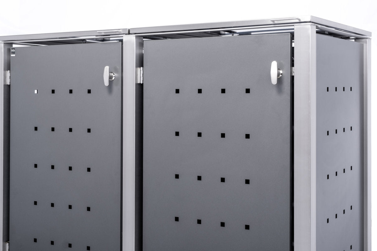 2er Mülltonnenbox Edelstahl Anthrazit für 120 und 240 Liter Tonnen - MultiMax