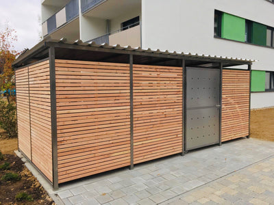Mülltonnenhaus Größe 4 mit Lärchen / Douglasien Holz verkleidet