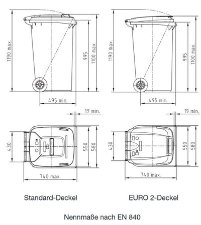 2er Mülltonnenbox Edelstahl Anthrazit für 120 und 240 Liter Tonnen - MultiMax