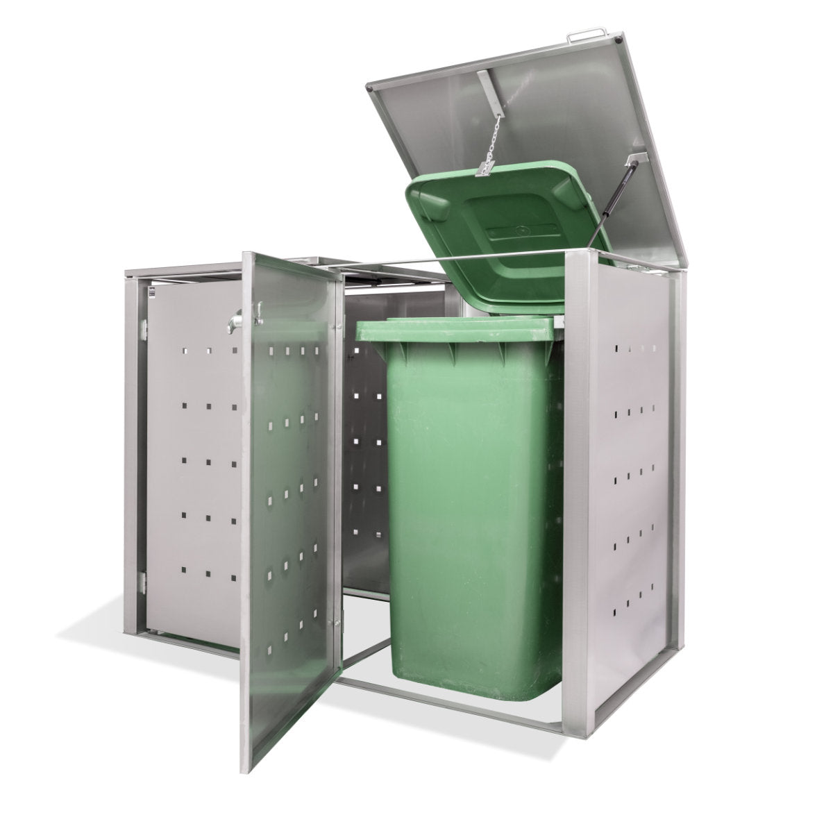 2er Mülltonnenbox Edelstahl für 120 und 240 Liter Tonnen - MultiMax
