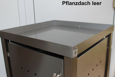 1er Mülltonnenbox Edelstahl 240 Liter - mit Bangkirai Holzpfosten