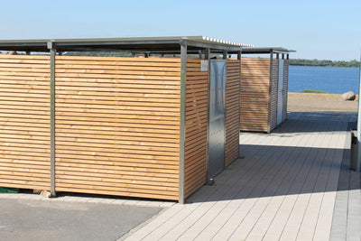 Mülltonnenhaus Größe 5 mit Lärchen / Douglasien Holz verkleidet