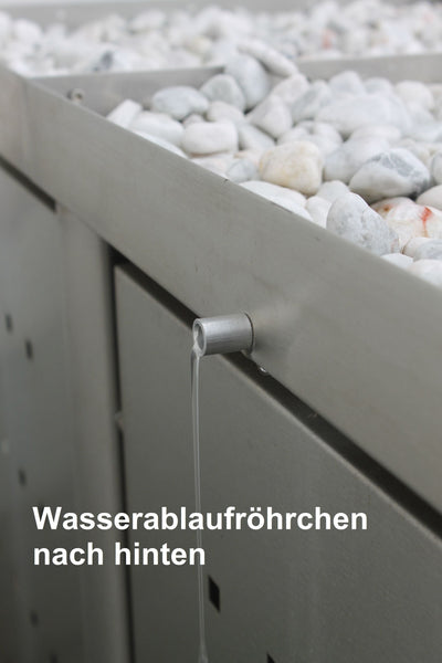 2er Mülltonnenbox Edelstahl 240 Liter - mit Bangkirai Holzpfosten