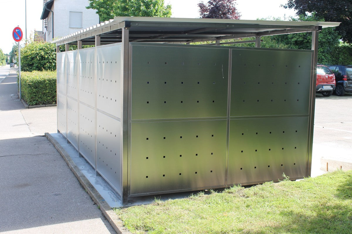 Mülltonnenhaus Größe 4 mit Edelstahl verkleidet