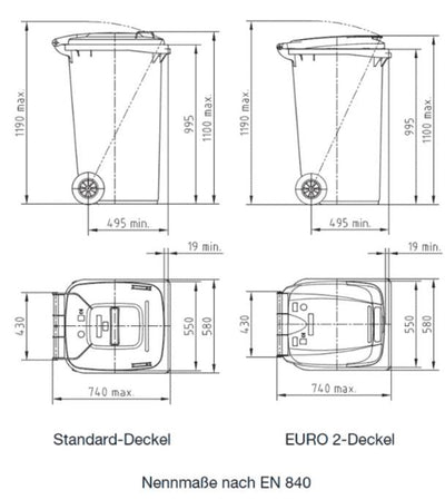 4er Mülltonnenbox Edelstahl Anthrazit für 120 und 240 Liter Tonnen - MultiMax