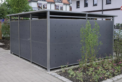 Mülltonnenhaus Größe 5 mit Edelstahl verkleidet