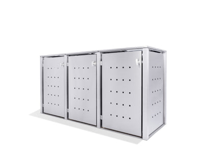 3er Mülltonnenbox Edelstahl für 120 und 240 Liter Tonnen - MultiMax
