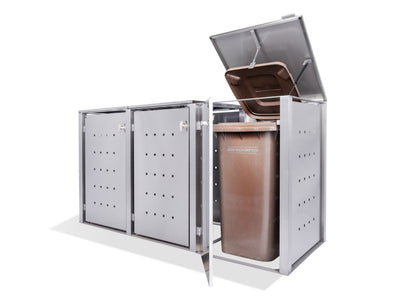 3er Mülltonnenbox Edelstahl Anthrazit für 120 und 240 Liter Tonnen - MultiMax