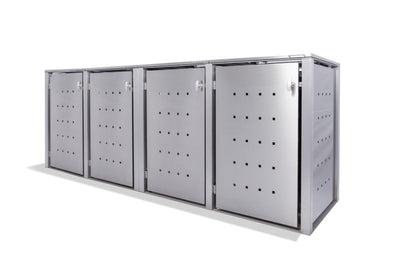 4er Mülltonnenbox Edelstahl für 120 und 240 Liter Tonnen - MultiMax