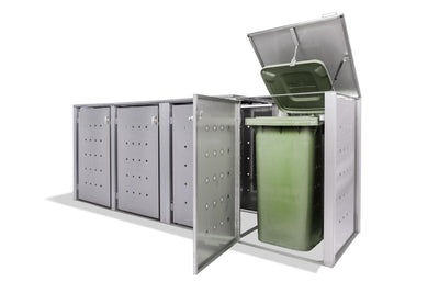 4er Mülltonnenbox Edelstahl Anthrazit für 120 und 240 Liter Tonnen - MultiMax