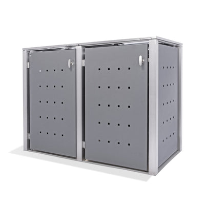 2er Mülltonnenbox Edelstahl Anthrazit für 120 und 240 Liter Tonnen - MultiMax
