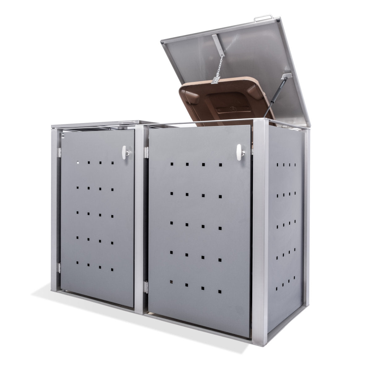 2er Mülltonnenbox Edelstahl Anthrazit für 120 und 240 Liter Tonnen - MultiMax
