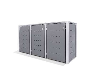 3er Mülltonnenbox Edelstahl Anthrazit für 120 und 240 Liter Tonnen - MultiMax