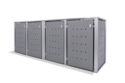 4er Mülltonnenbox Edelstahl Anthrazit für 120 und 240 Liter Tonnen - MultiMax