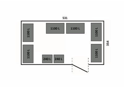 Mülltonnenhaus Größe 6 mit Edelstahl verkleidet