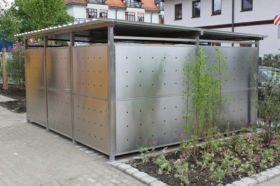 Mülltonnenhaus Größe 5 mit Edelstahl verkleidet