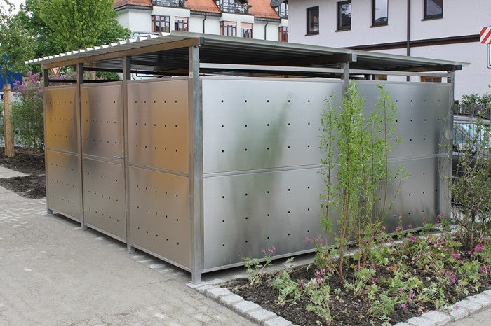 Mülltonnenhaus Größe 5 mit Edelstahl verkleidet