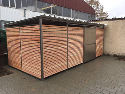 Mülltonnenhaus Größe 4 mit Lärchen / Douglasien Holz verkleidet